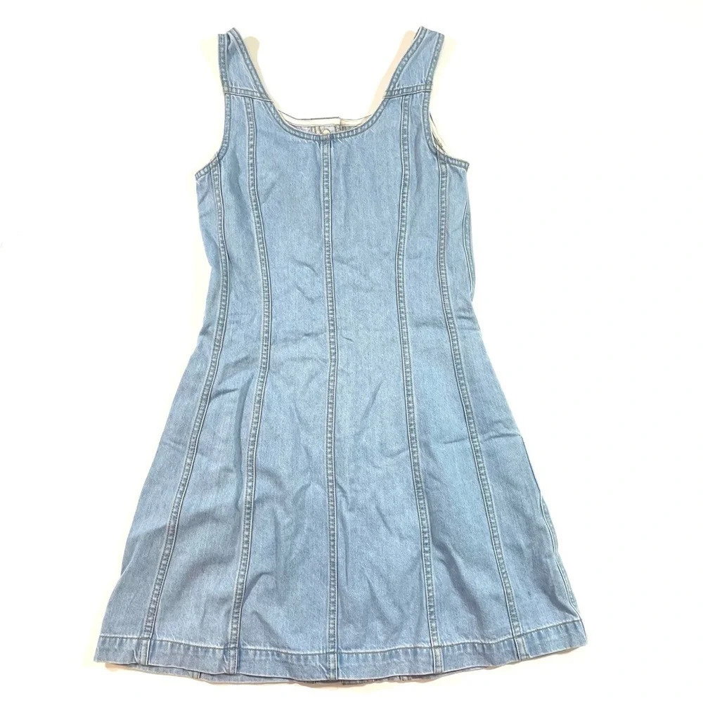 New Madewell Denim Sleeveless Seamed Mini Dress - Picture 4 of 9